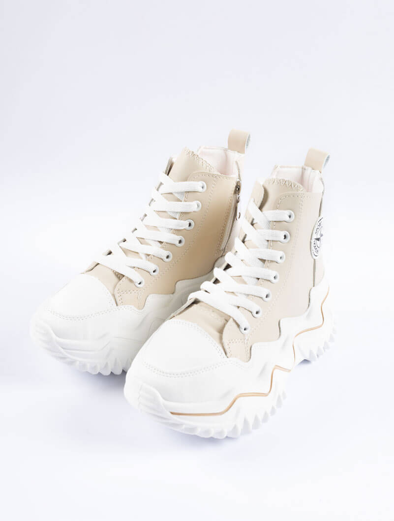 Sneakers compensées montantes à lacets